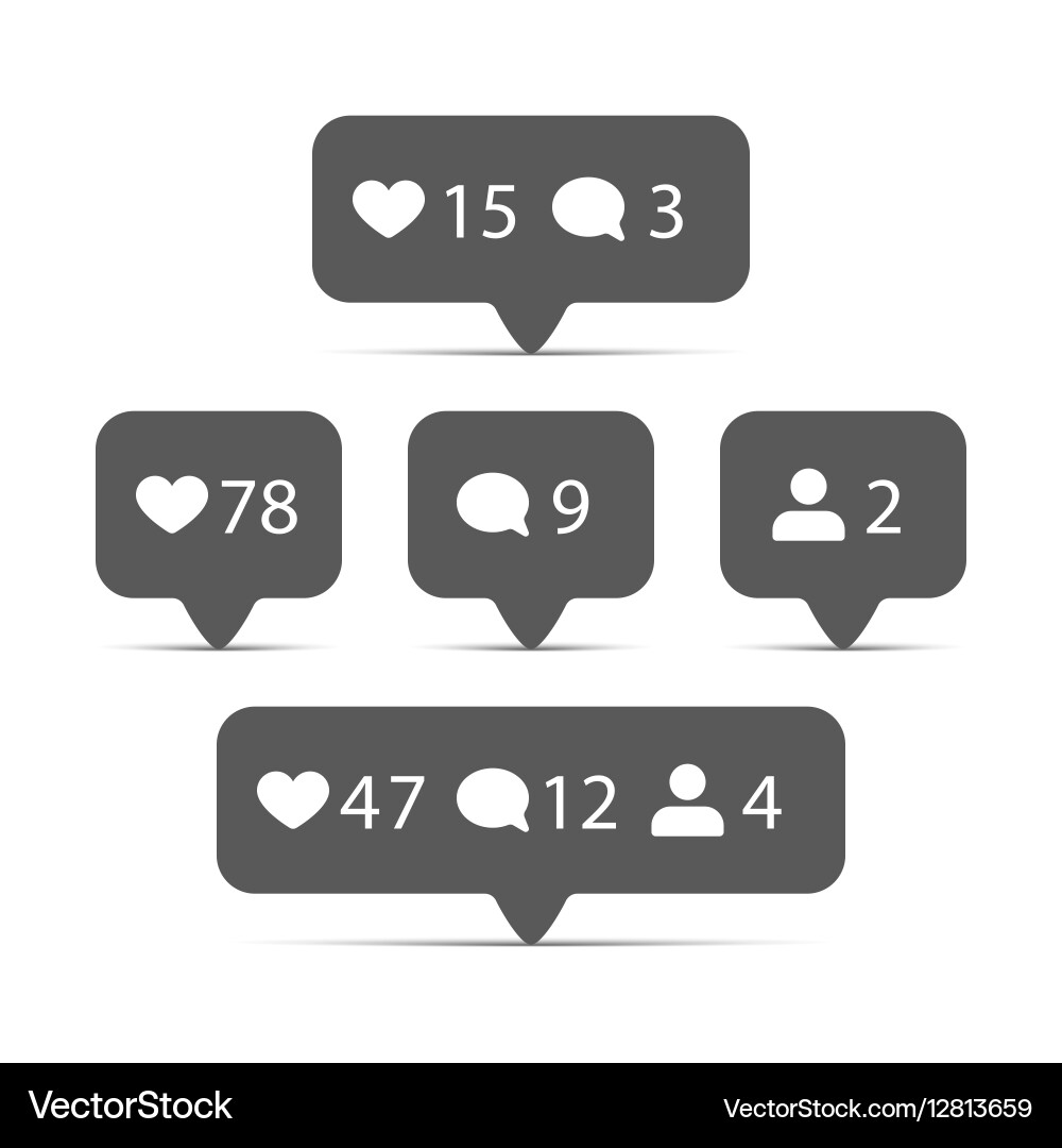 Follower comment and like it icons set Vector Image