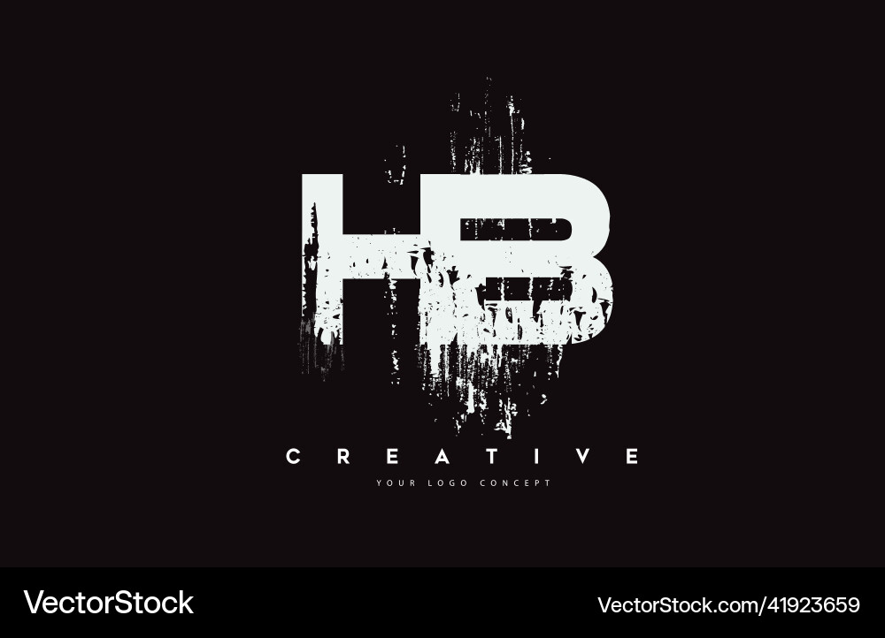 Hb h b grunge Pinsel Buchstaben Logo Design in weiß Hb h b grunge Pinsel Buchstaben Logo Design in weiß vektorbild