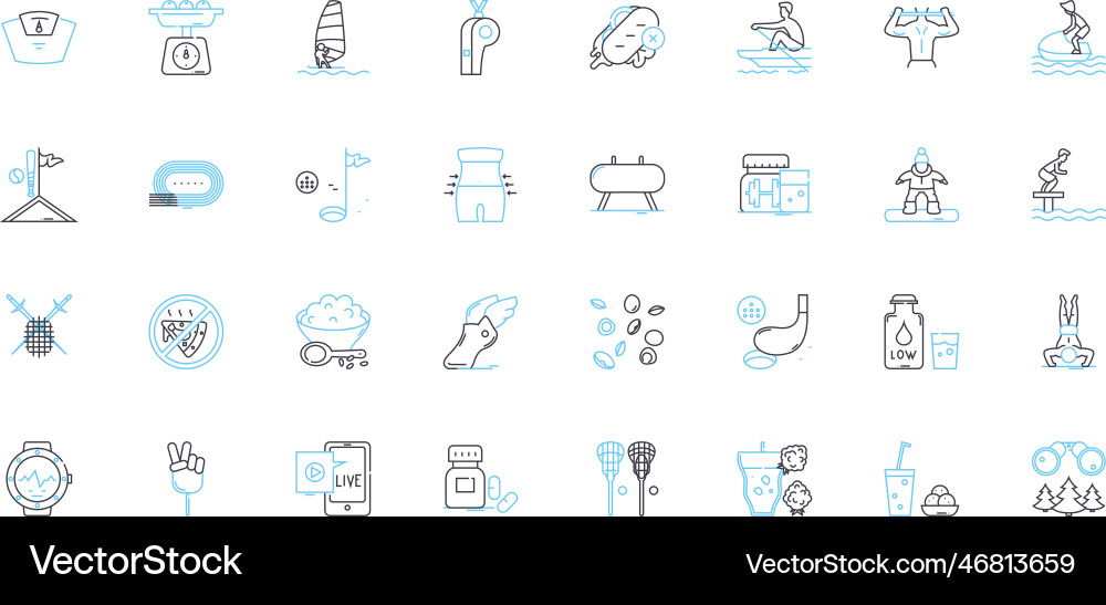 Nutrient intake linear icons set macronutrients Nutrient intake linear icons set macronutrients vector image