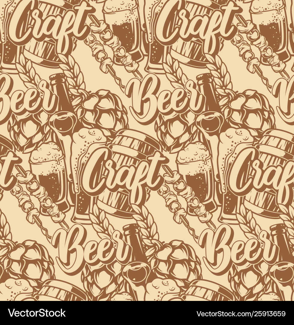 Seamless pattern with beer elements vector image