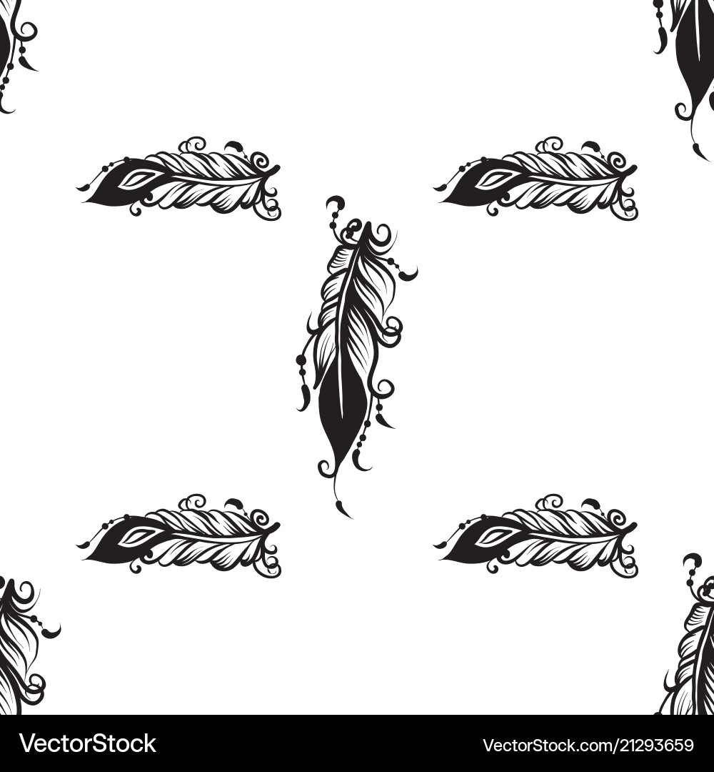 Seamless pattern with drawing of feathers Seamless pattern with drawing of feathers vector image