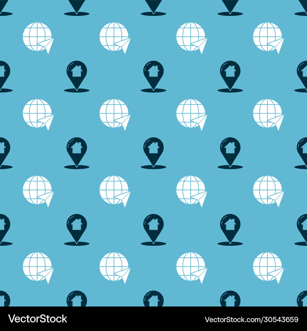 Set map pointer with house and location Set map pointer with house and location vector image
