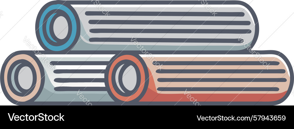 Technical documents stack of rolled blueprints vector image