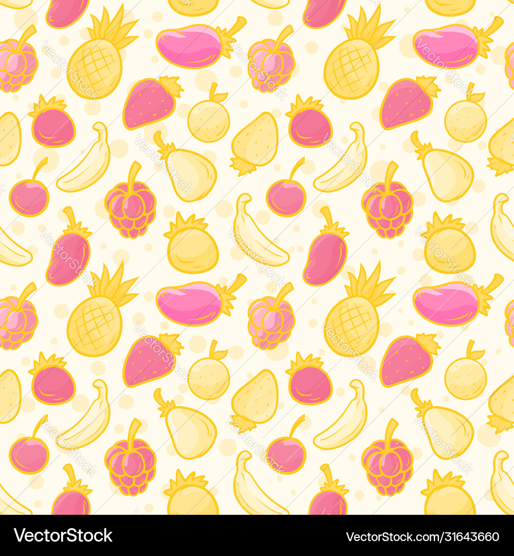 Cartoon summer fruits seamless pattern Cartoon summer fruits seamless pattern vector image