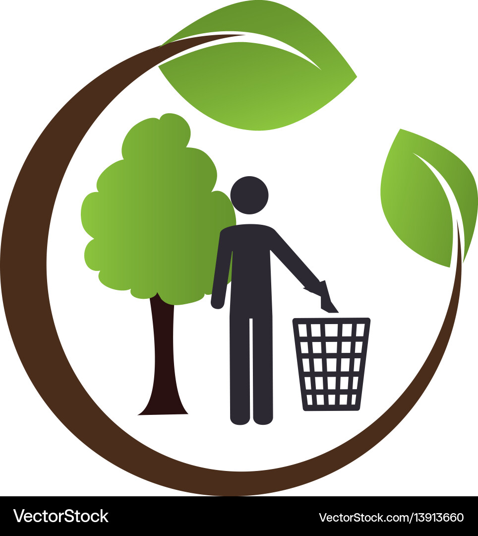 Circular emblem formed by branch and tree with man vector image