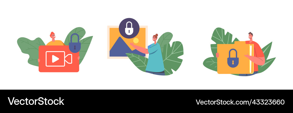 Data protection privacy concept tiny characters Data protection privacy concept tiny characters Vector Image