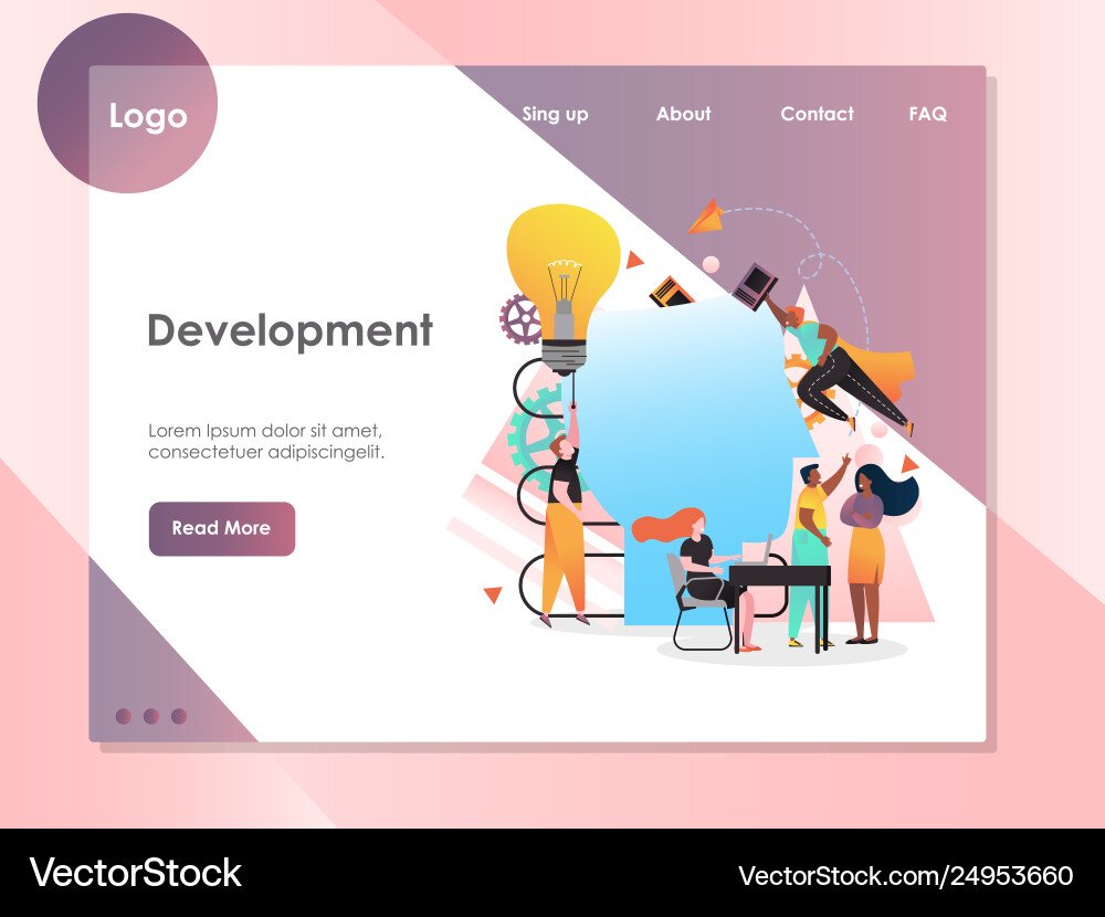 Development website landing page design vector image