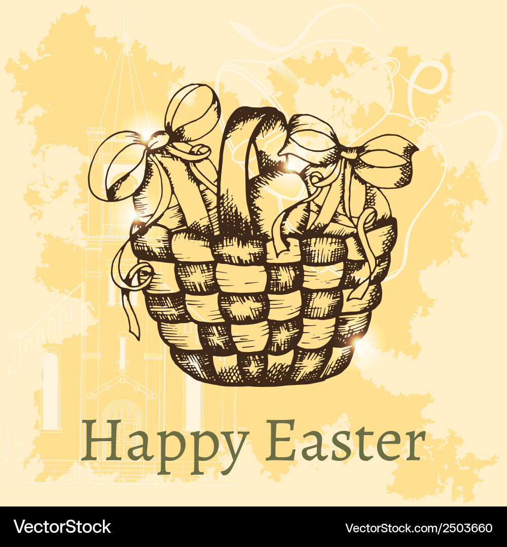 Easter retro hand drawn design card Vector Image