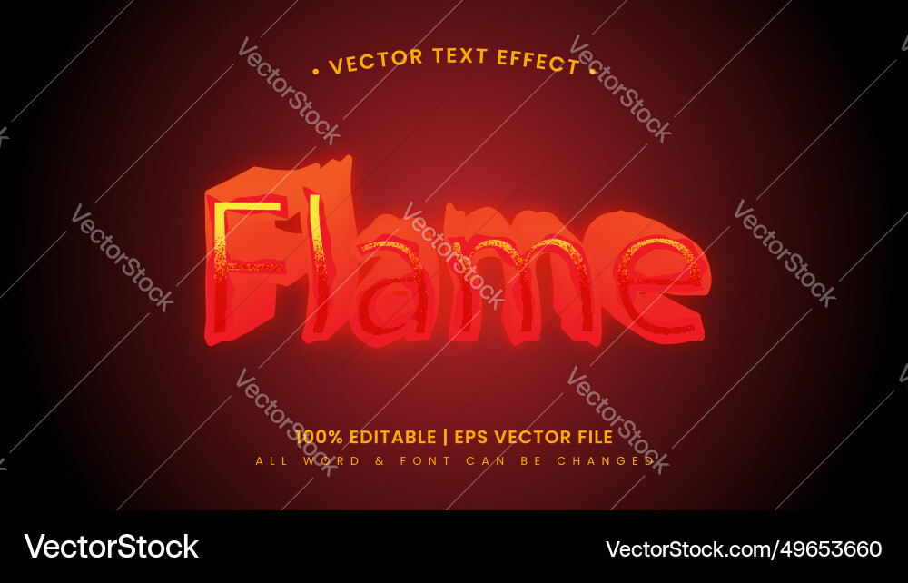 Flame 3d text style effect editable Vector Image