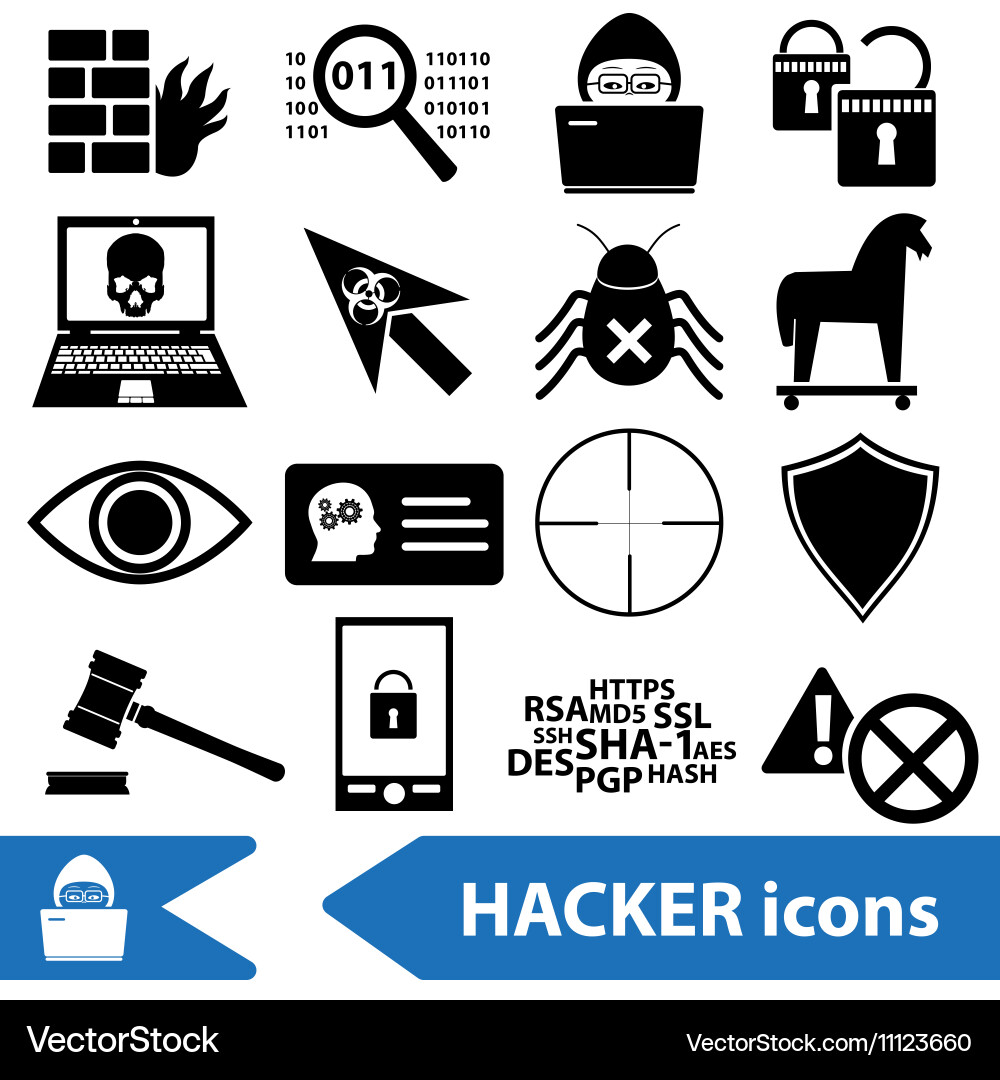 Hacker and computer security theme icons set eps10 vector image
