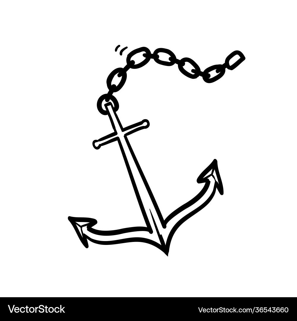 Hand drawn doodle nautical anchor icon isolated Hand drawn doodle nautical anchor icon isolated vector image
