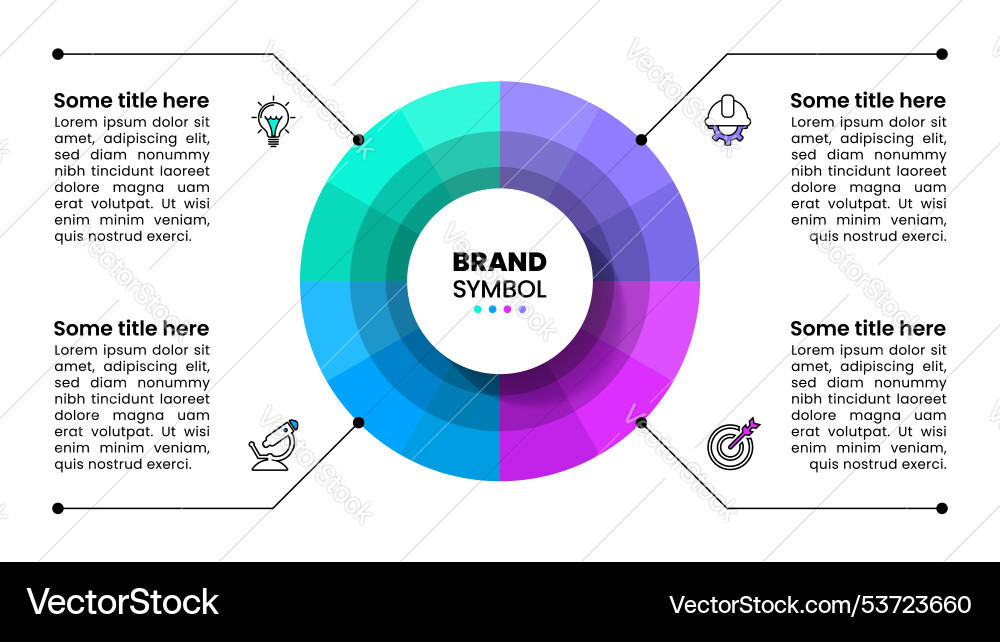 Infographic template circle in the middle with 4 Infographic template circle in the middle with 4 vector image