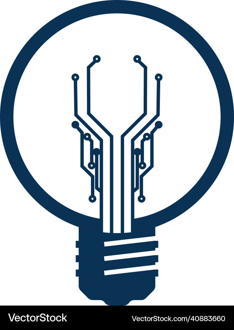 Light bulb idea icon with circuit board inside vector image