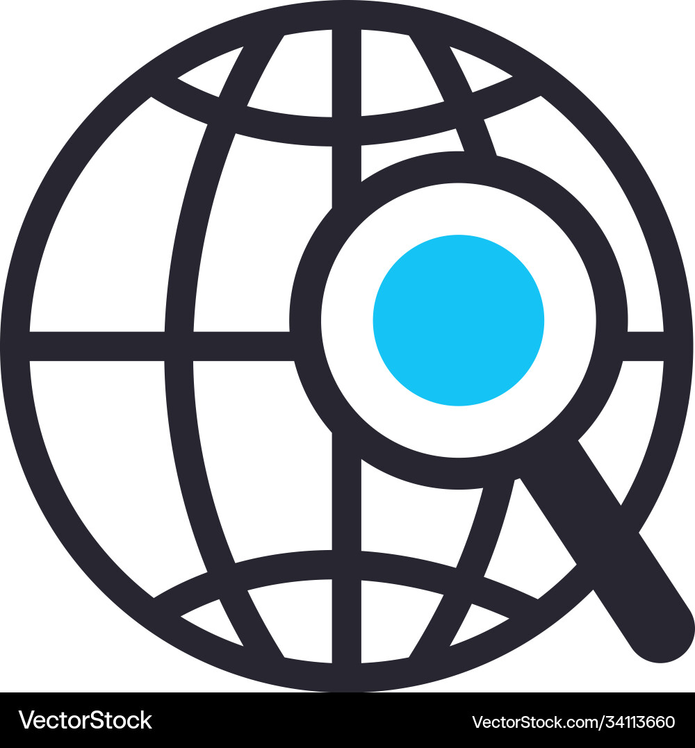 Lupe in front global sphere line and fill style Lupe in front global sphere line and fill style vector image