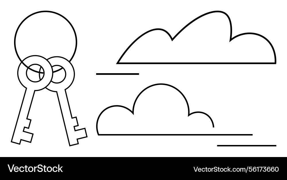 Minimalist line art of keys and clouds Minimalist line art of keys and clouds vector image