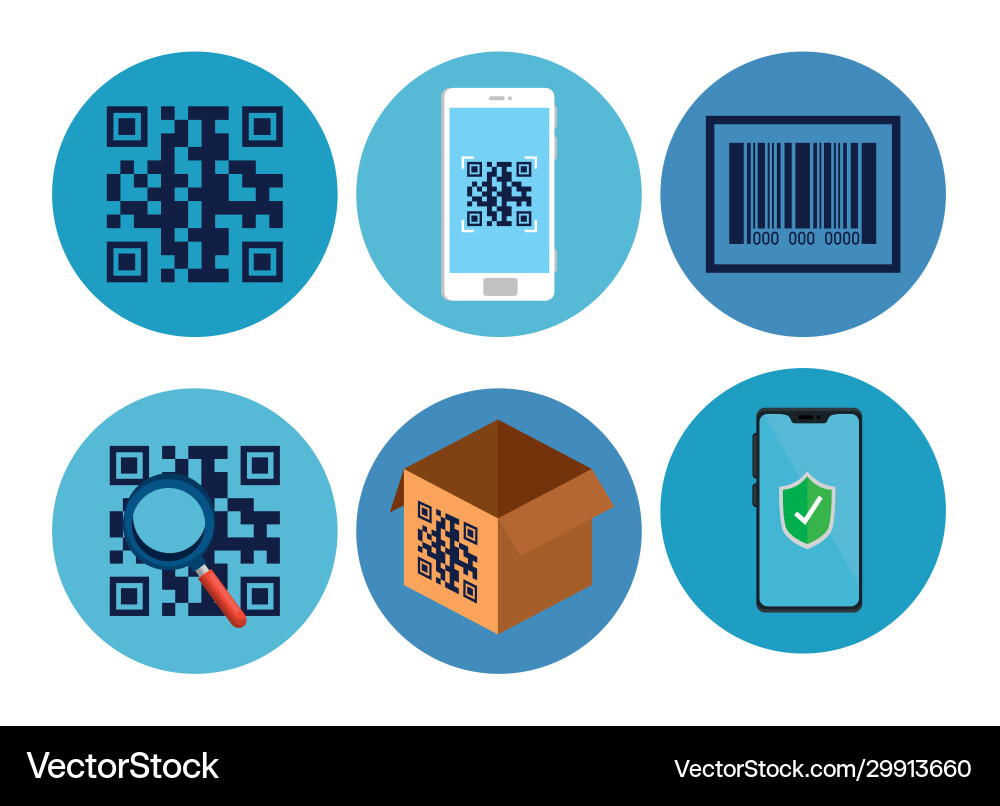Paket-Scancode qr-Set-Symbole Paket-Scancode qr-Set-Symbole vektorbild
