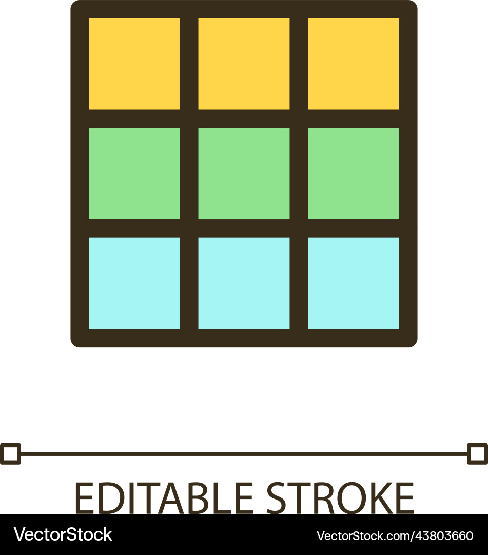 Rule of thirds grid pixel perfect rgb color ui vector image