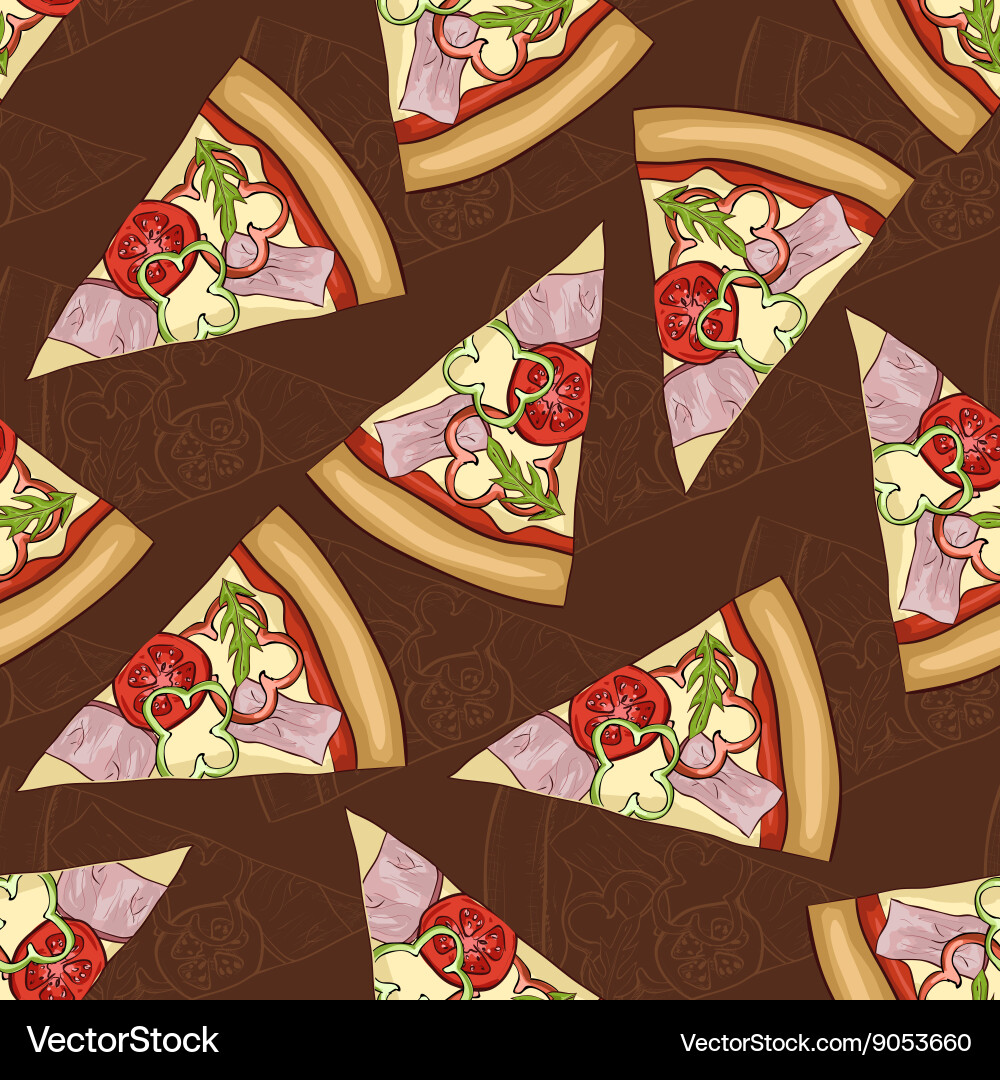 Seamless pattern scetch and color pizza vector image