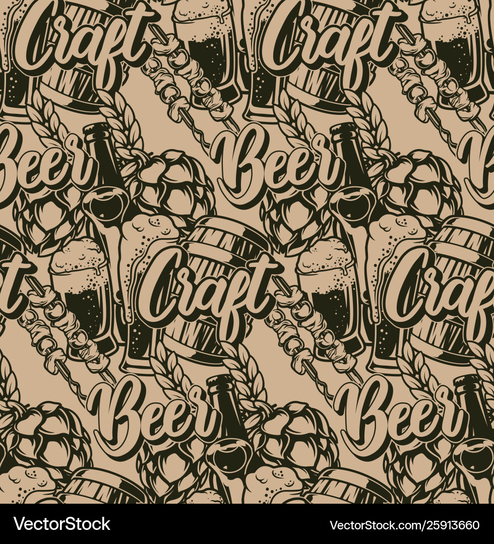 Seamless pattern with beer elements vector image