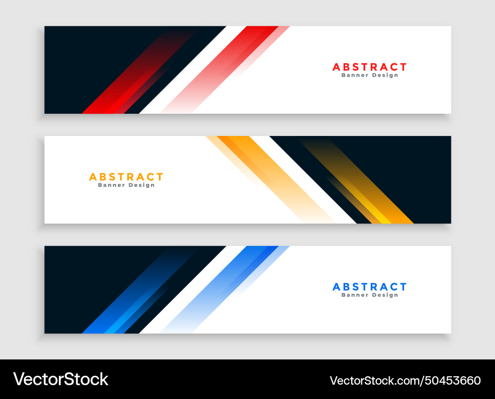 Set of three horizontal web banners header vector image
