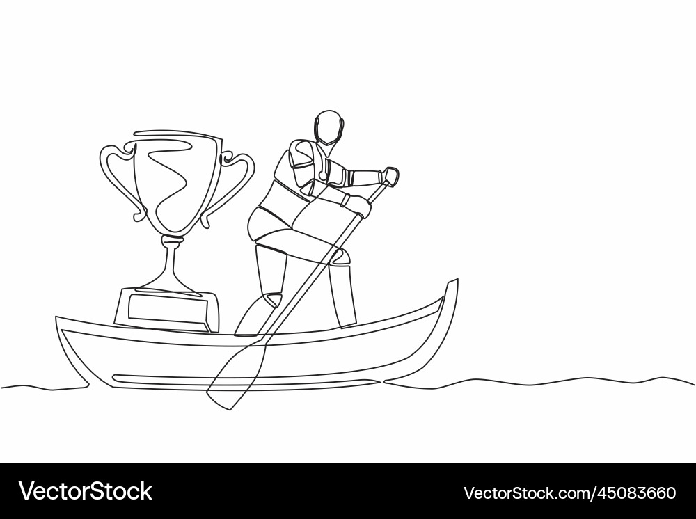 Single continuous line drawing smart robot Single continuous line drawing smart robot vector image