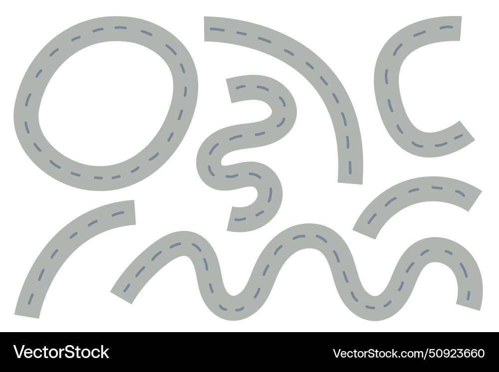 Top view road elements Royalty Free Vector Image
