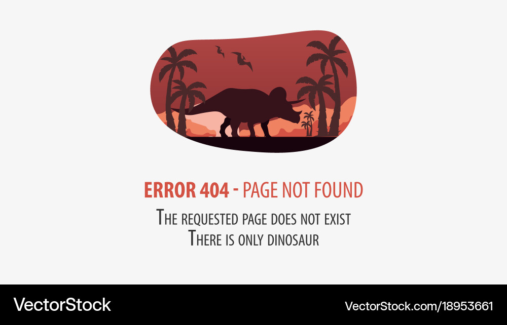 404 error with dinosaur page not found ui ux vector image