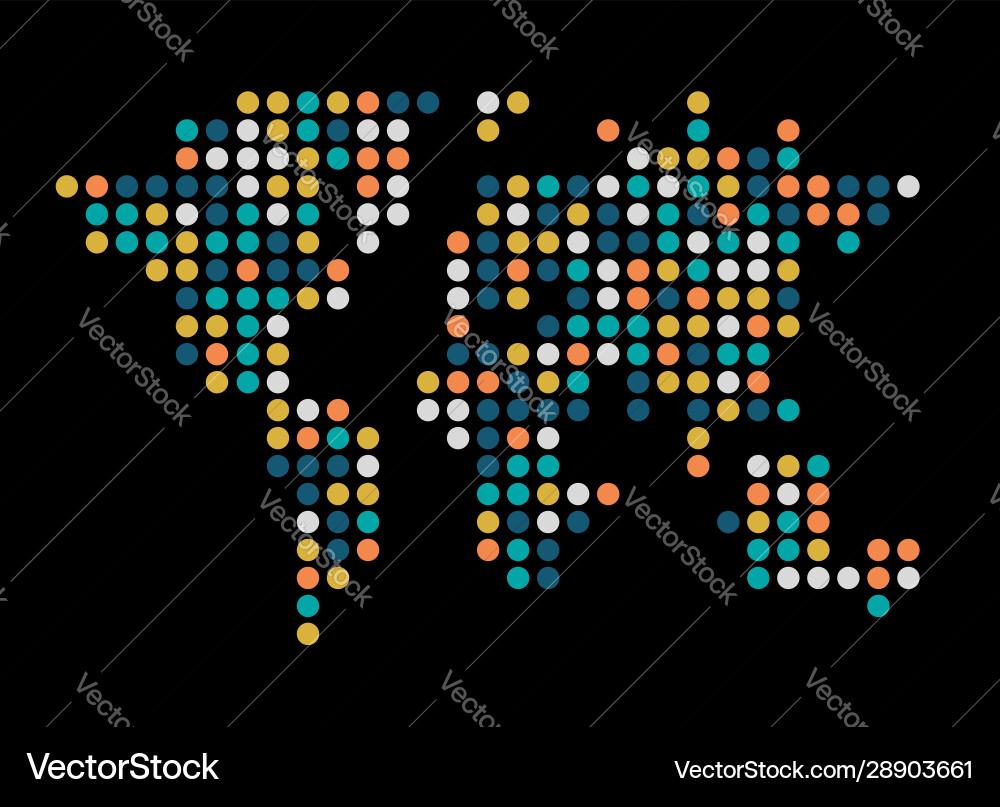 Abstract computer graphic world map round dots vector image