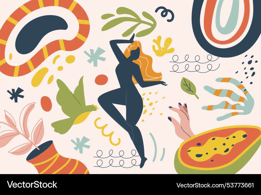 Abstract dancing silhouette with colorful patterns Abstract dancing silhouette with colorful patterns vector image