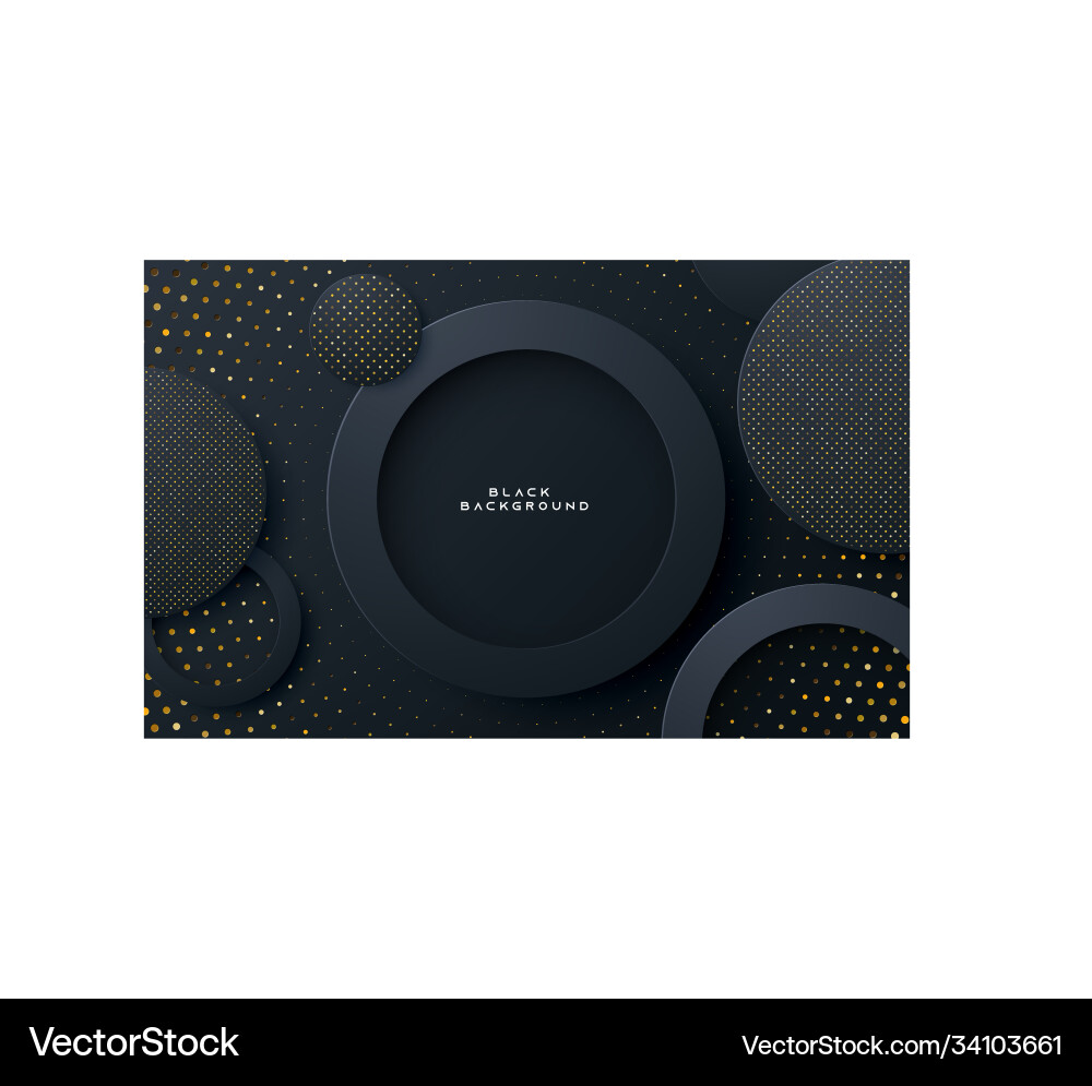 Black circle layer background with gold glitters Black circle layer background with gold glitters vector image
