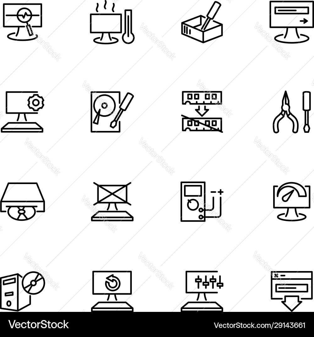 Computer repairing service and optimization line Vector Image