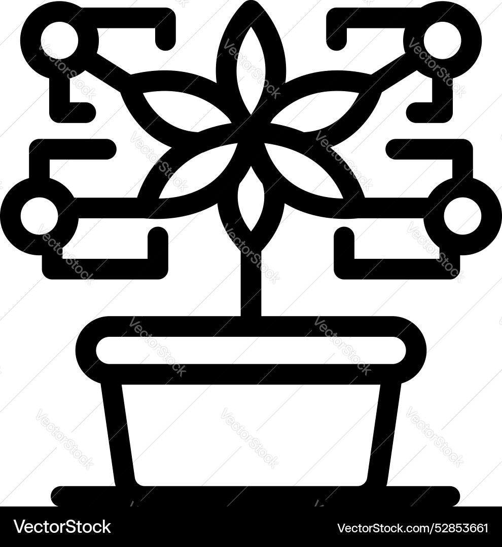 Flower growing with data connecting points showing Flower growing with data connecting points showing Vector Image