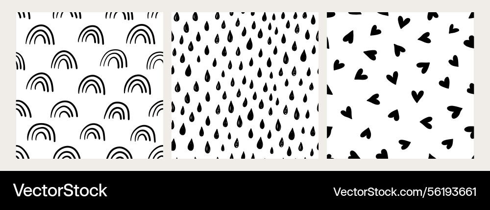 Hand drawn seamless pattern set Hand drawn seamless pattern set vector image