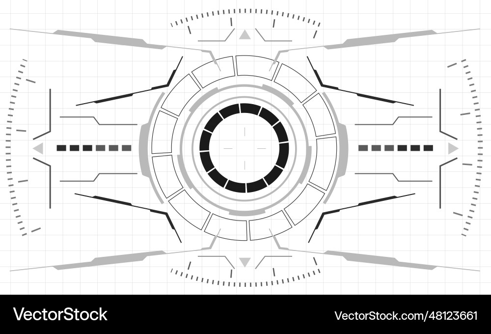 Hud sci-fi interface screen monochrome view Hud sci-fi interface screen monochrome view vector image