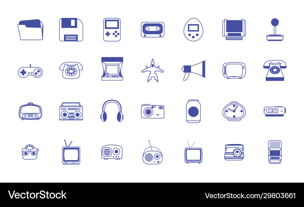 Isolated retro line style icon set design Isolated retro line style icon set design vector image