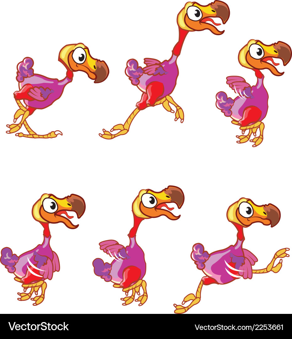 Jumping Dodo Animations-Sprite Lizenzfreies Vektorbild