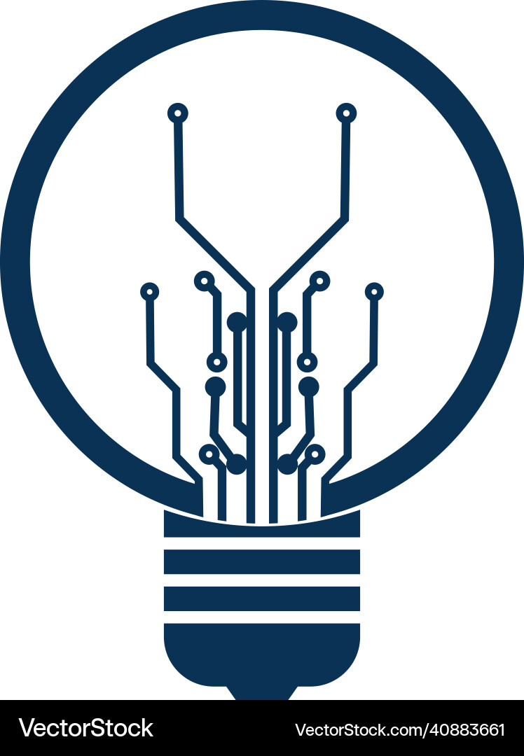 Light bulb idea icon with circuit board inside vector image