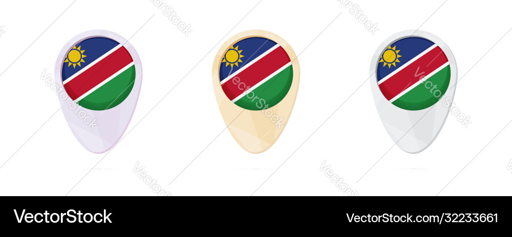 Map markers with flag namibia 3 color versions vector image