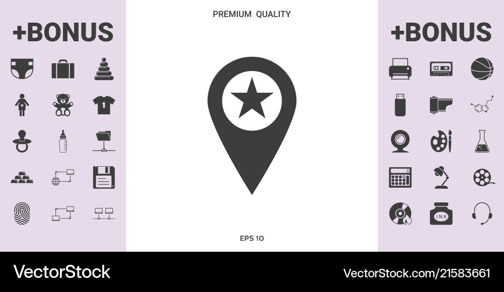 Map pointer with star Map pointer with star vector image