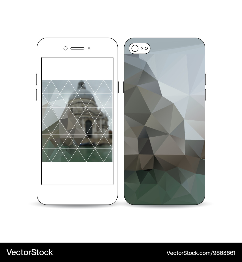 Mobile smartphone with an example of the screen vector image