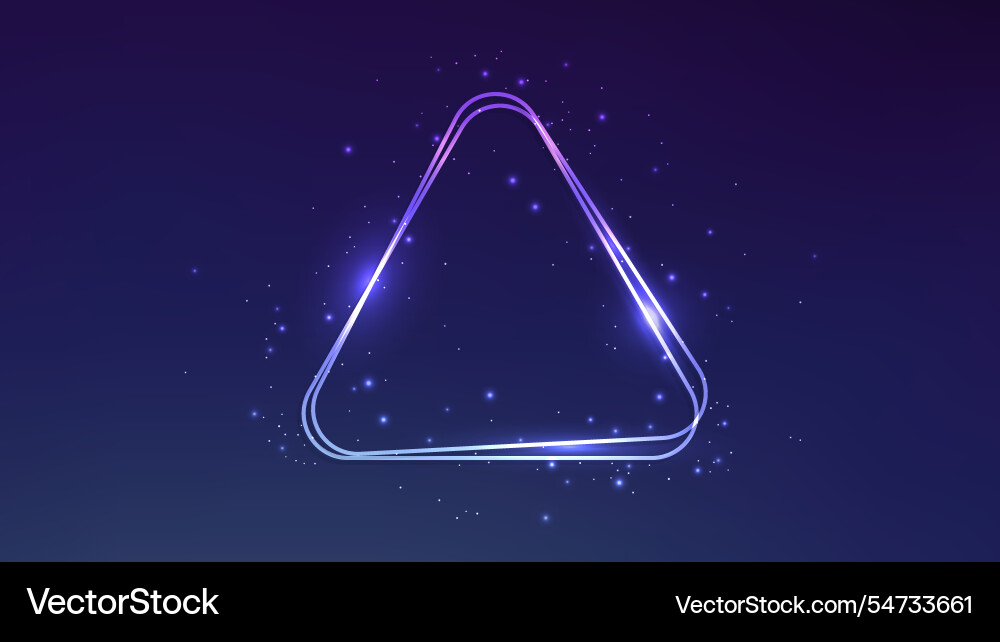 Neon rounded double triangle frame with shining Neon rounded double triangle frame with shining Vector Image