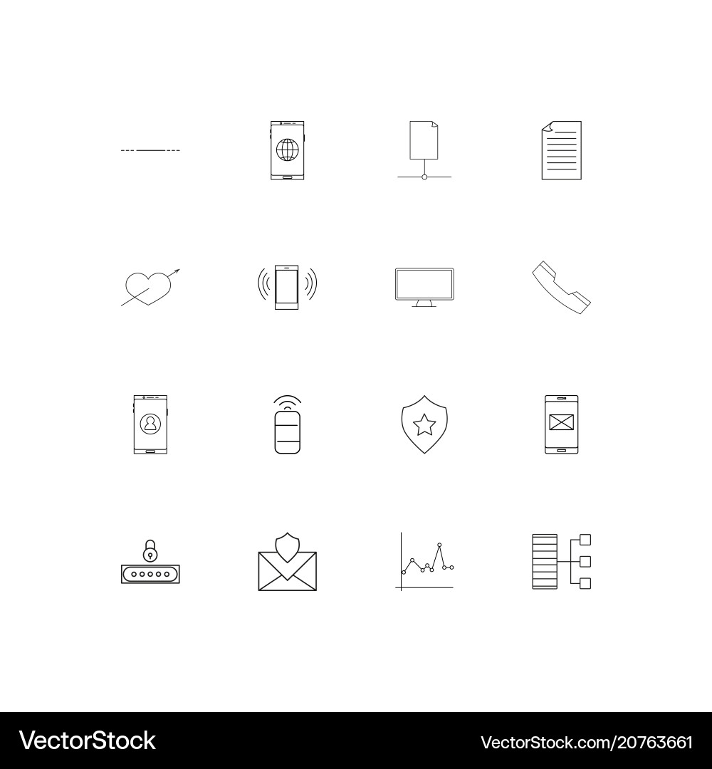 Network and database linear thin icons set Network and database linear thin icons set Vector Image