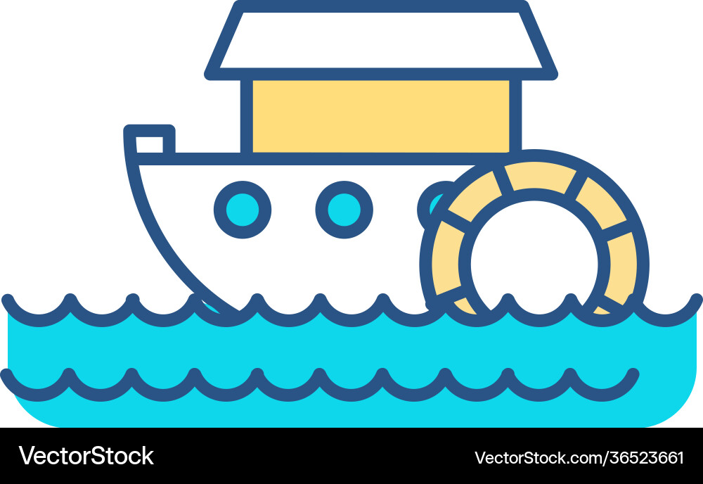 Paddle-wheel boat rgb color icon Paddle-wheel boat rgb color icon vector image