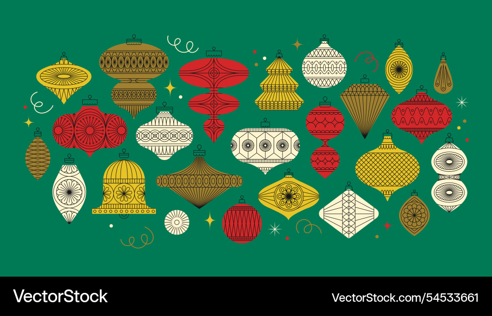 Retro christmas ornaments bells with elegant Retro christmas ornaments bells with elegant vector image