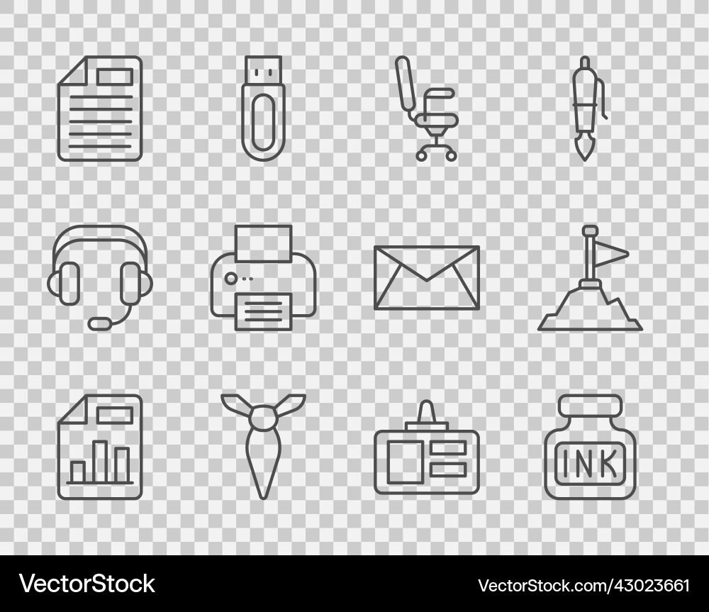 Set line document with graph chart inkwell Set line document with graph chart inkwell vector image