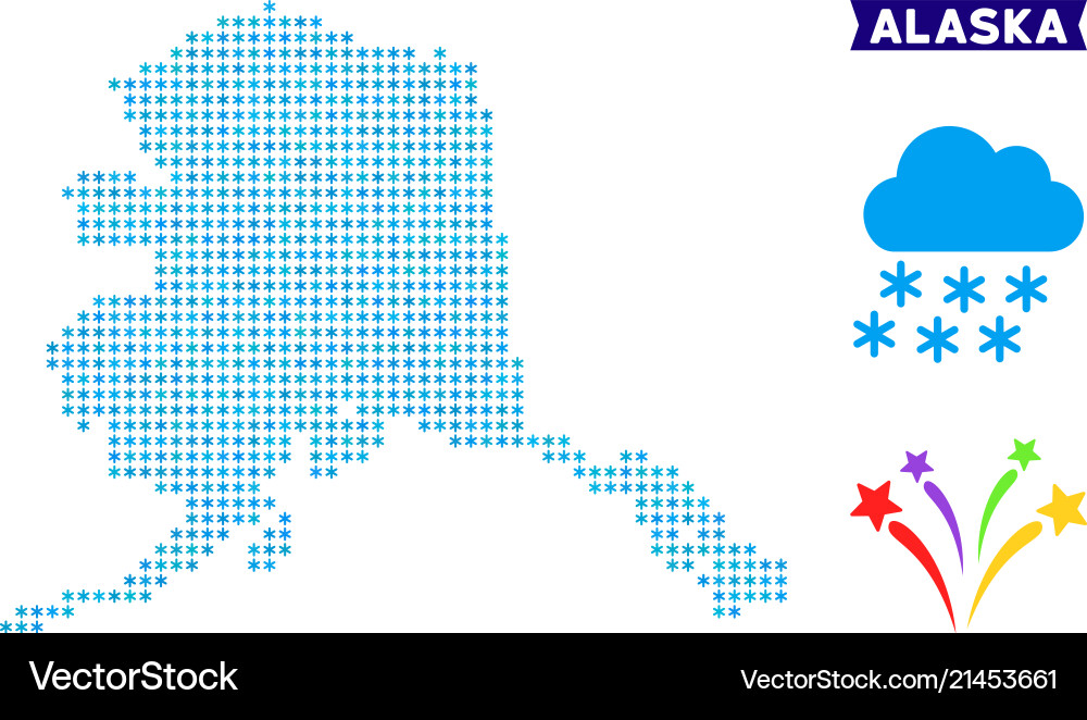 Snowflake alaska map Snowflake alaska map Vector Image