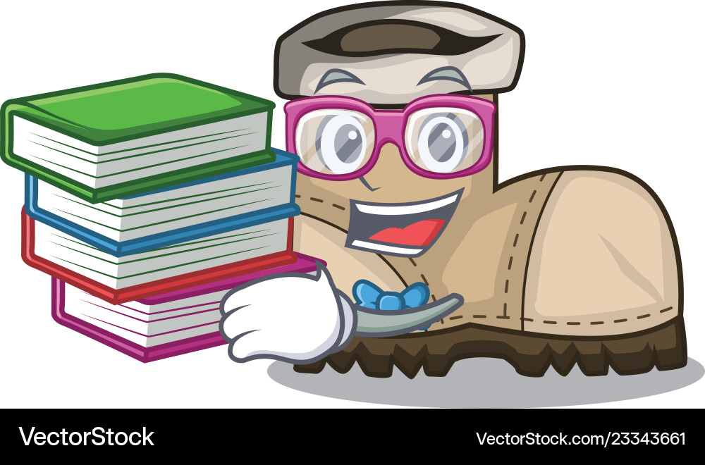 Student with book pair working boots in shape Vector Image