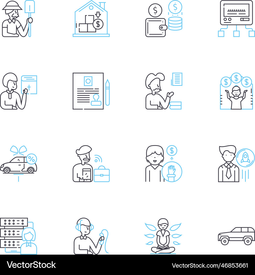 Vocation development linear icons set purpose Vocation development linear icons set purpose vector image