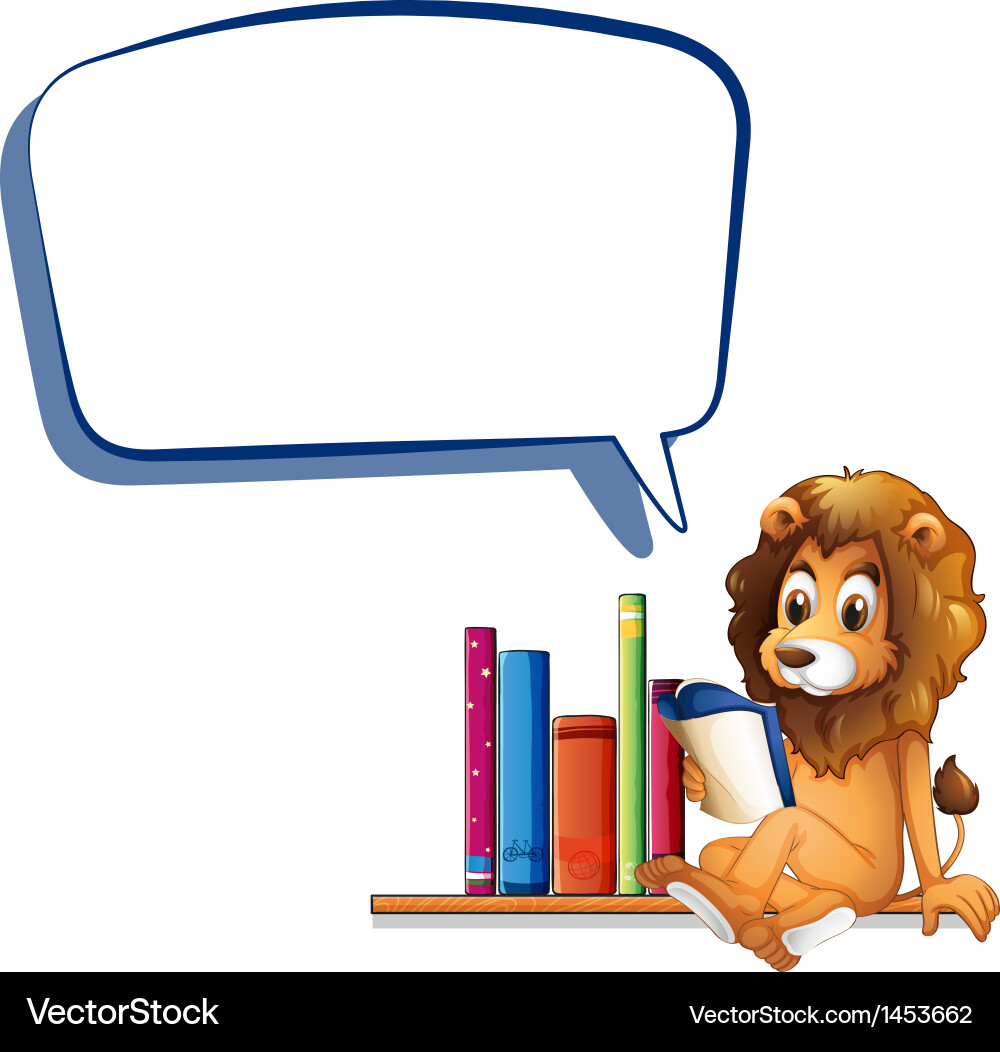A lion in the library with an empty callout vector image