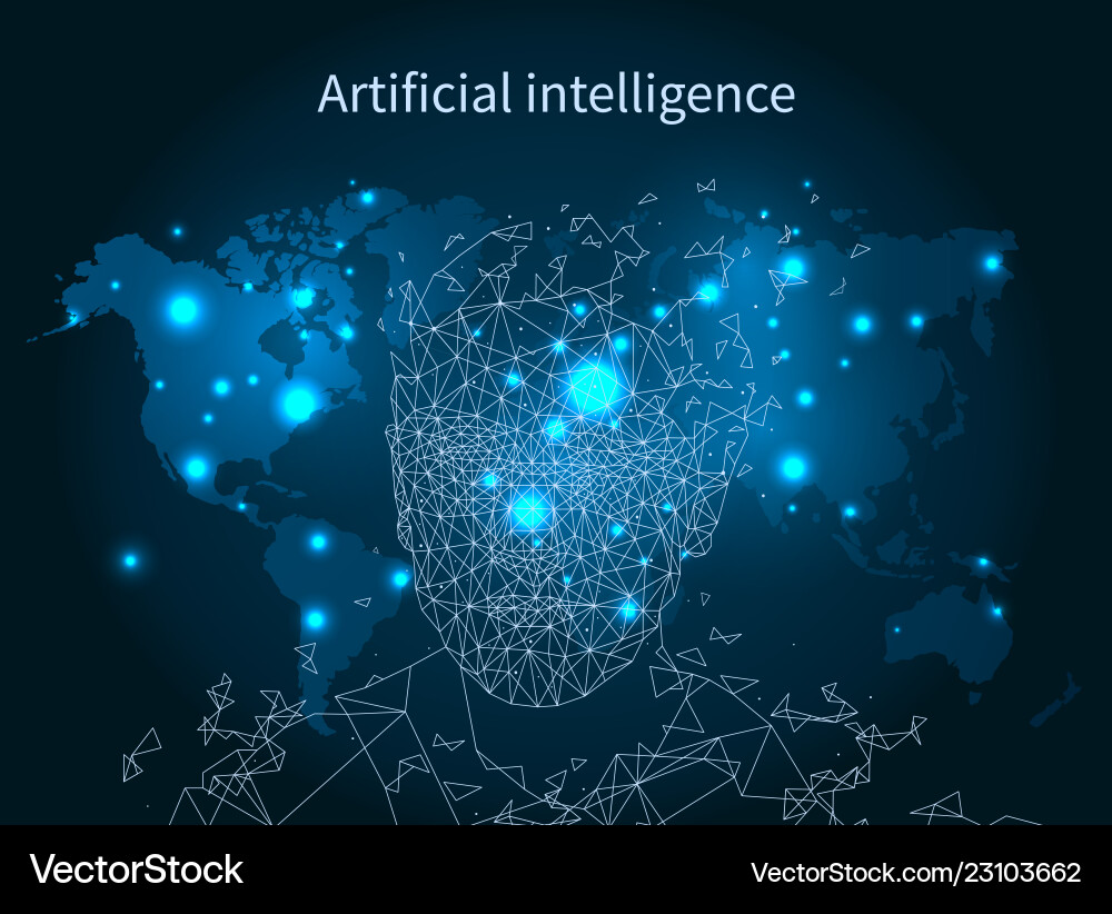 Artificial intelligence map network poster vector image